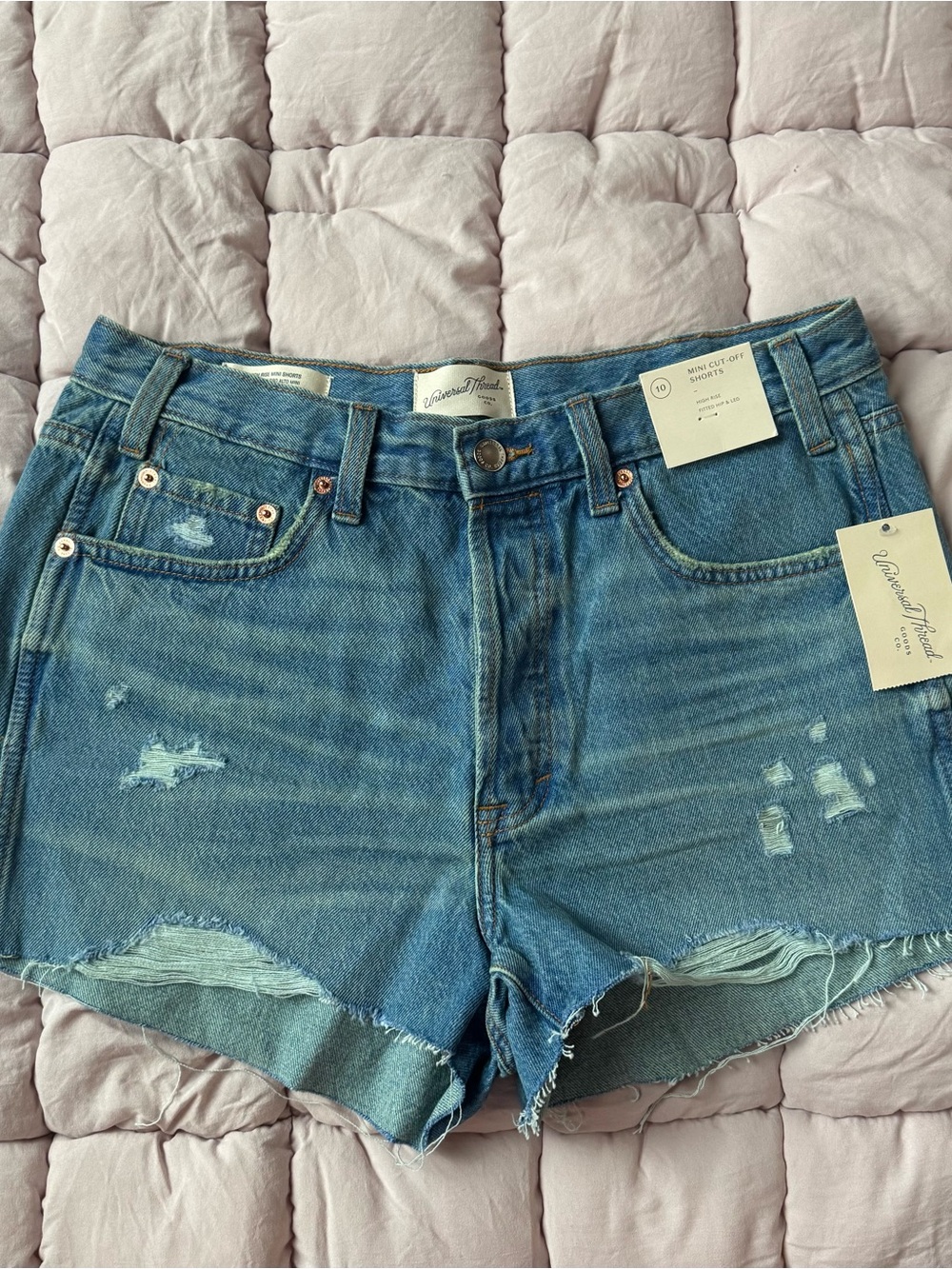 Universal Thread Blue Distressed High-Rise Denim Cutoff Shorts size 10
